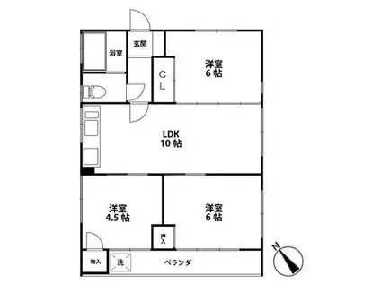 富士見ハイツ-高井戸西1丁目-(3LDK/2階)の間取り写真