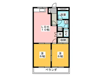 スピカ小柳(2LDK/2階)の間取り写真