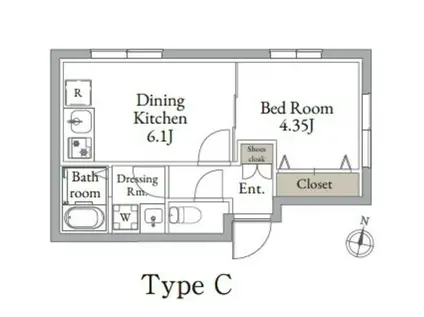 ライブフラット東高円寺2(1DK/3階)の間取り写真