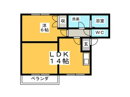 ローズマリー(1LDK/1階)の間取り写真