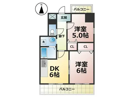 カーサ八熊通(2DK/10階)の間取り写真