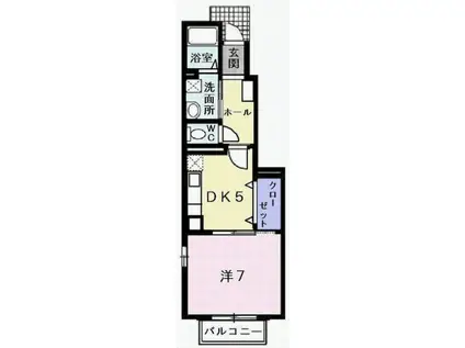 カルマーレA棟(1DK/1階)の間取り写真