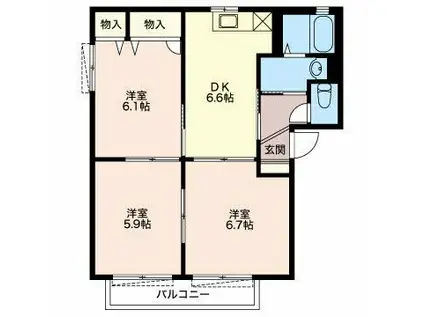 プリマヴェーラB(3DK/2階)の間取り写真