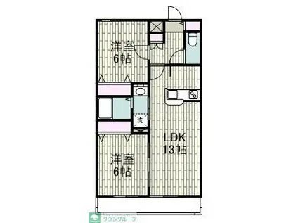 クレスト三ツ池(2LDK/2階)の間取り写真