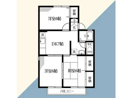 レジデンス蘭(3DK/1階)の間取り写真