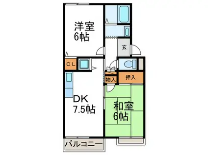 ルミエールN(2LDK/2階)の間取り写真
