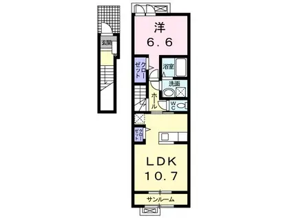 インフィニティ・K(1LDK/2階)の間取り写真
