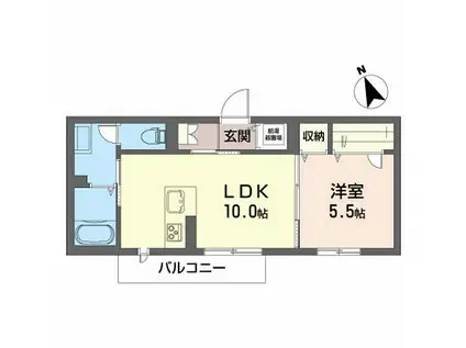 シャーメゾン北山形(1LDK/1階)の間取り写真