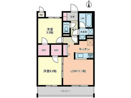 モストンソラーレ(2LDK/3階)の間取り写真