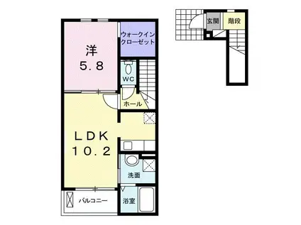 クリスタル(1LDK/2階)の間取り写真