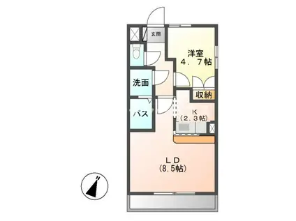 サン・クレスト(1LDK/2階)の間取り写真