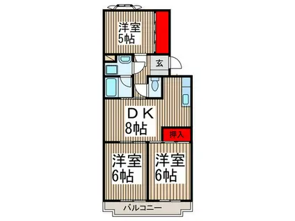 稲荷山 3DK RC造 マンション(3DK/1階)の間取り写真