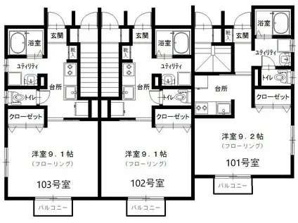 ストーリオ(1K/1階)の間取り写真