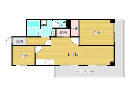 プリンストン布施(2LDK/6階)の間取り写真