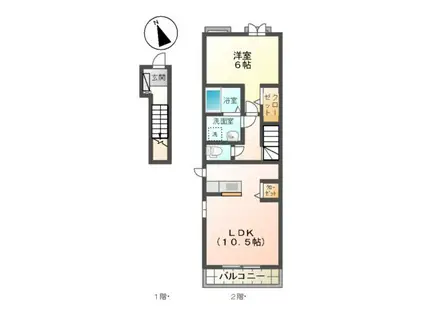 ガーデンハウスIII(1LDK/2階)の間取り写真