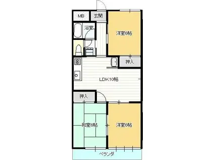 ロイヤルハイツ(3LDK/2階)の間取り写真