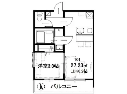 アヴニール(1LDK/1階)の間取り写真