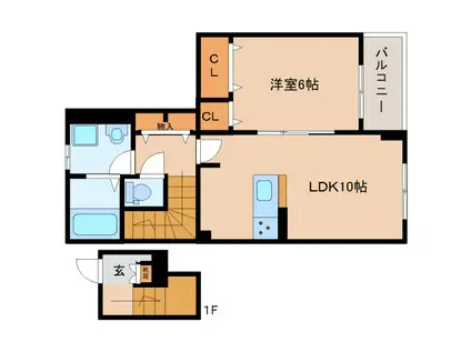 SUNNYFIELDサウス(1LDK/2階)の間取り写真