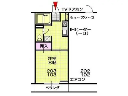 サングランI(1K/1階)の間取り写真