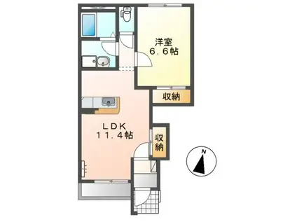 ベイテラスSH(1LDK/1階)の間取り写真
