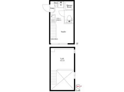 ヒュースクエア(ワンルーム/1階)の間取り写真