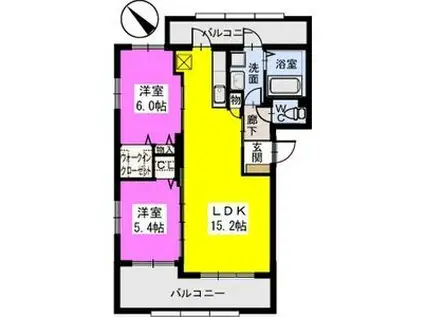 グラシューズ(2LDK/3階)の間取り写真