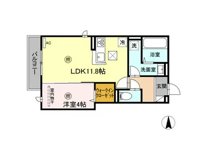 エクセレンス王子西(1LDK/1階)の間取り写真
