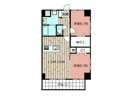 THE SQUARE・CENTRAL RESIDENCE(2LDK/13階)の間取り写真