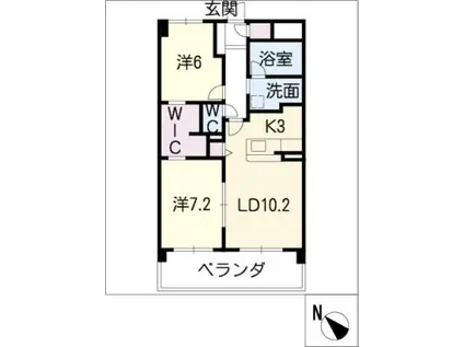 ソレイユG(2LDK/7階)の間取り写真