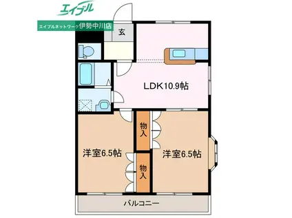 ラピュタ弐番館(2LDK/2階)の間取り写真