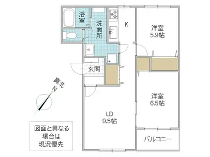 パルティールII(2LDK/3階)の間取り写真