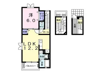 ソレイユ本城(1LDK/3階)の間取り写真