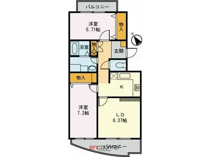 クレール祖師谷(2LDK/3階)の間取り写真