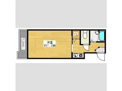 ミドウスジ堺1(1K/2階)の間取り写真