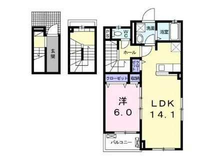 グランディール(1LDK/3階)の間取り写真