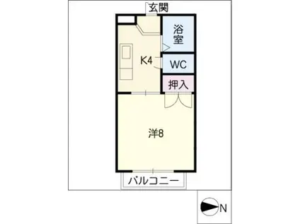 フレーベル鏡池(1K/2階)の間取り写真