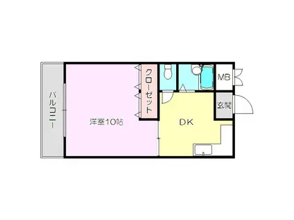 メゾンササキ(1DK/4階)の間取り写真