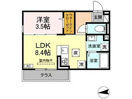 ロイヤルステージ横浜町(1LDK/1階)の間取り写真