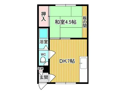 サンシャインハイツ(1DK/2階)の間取り写真