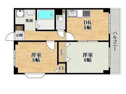 パレ・ド・フランセ(2DK/3階)の間取り写真