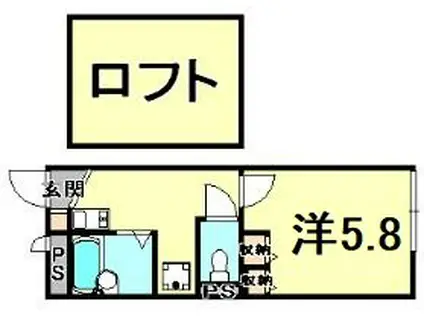 レオパレスパッシィオーネ(1K/2階)の間取り写真