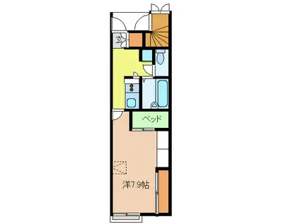 レオパレスベイサージュII 若宮(1K/1階)の間取り写真