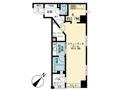 クオス銀座エスト・プルミエ(ワンルーム/11階)の間取り写真