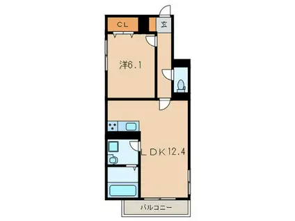 DEAR COURT(1LDK/1階)の間取り写真