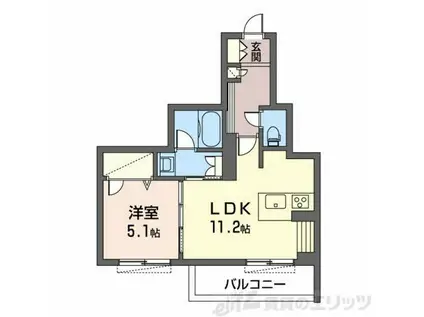 ハウオリ江坂(1LDK/4階)の間取り写真