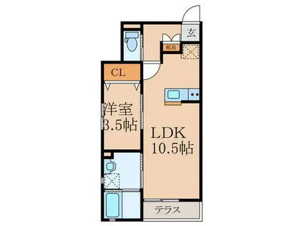 WITH STYLE(1LDK/1階)の間取り写真