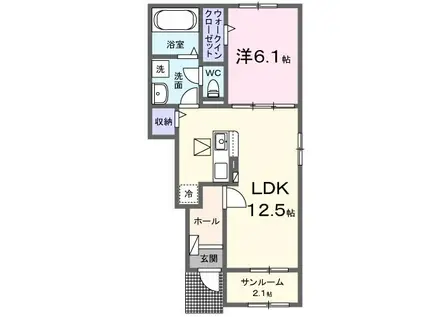 ハーモニー(1LDK/1階)の間取り写真