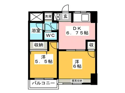 ポストプラザ(2DK/4階)の間取り写真