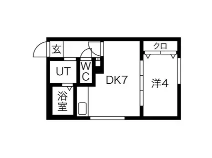 RAFFINE N20ウエスト(1DK/4階)の間取り写真