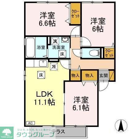リシアンサス・ガーデン ABCDEF(3LDK/1階)の間取り写真